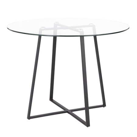 LUMISOURCE Cosmo Dining Table in Black Metal and Clear Tempered Glass Top DT-COSMO2 BKGL